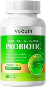 VIYOUTH Probiotic 50 Billion CFU 18 Strains & 5 Digestive Enzymes 60 Caps ~ 4/27 - Picture 1 of 2