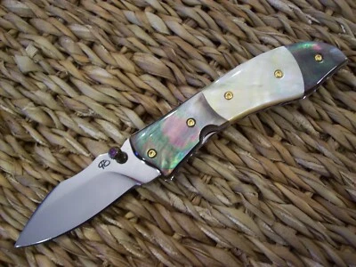 CUSTOM THAILAND KNIFE / GOLD MOTHER OF PEARL / BLACK PEARL / NEW 2016 - Image 1 of 4