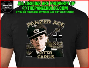 Panzer Ace Otto Carius T-Shirt WWII German Army Tank - Picture 1 of 49