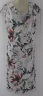Per Una Ivory Navy Pink Green Floral Ruched Dress Uk 10
