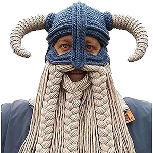 Creativo Bárbaro Tejido Barba Sombrero Divertido Tejido Sombrero Peluca Gorro Barba Mascarilla - Imagen 1 de 8