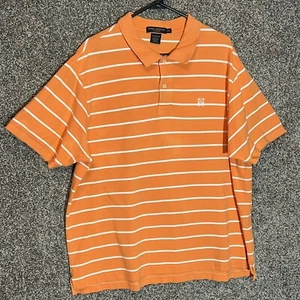 Daniel Cremieux Classics Mens 2X BIG Orange WhiteStriped Polo Shirt Golf Read - Picture 1 of 7