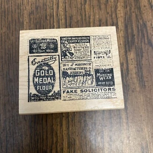 ADVERTISEMENT Labels Collage Rubber Stamp by CLUB SCRAP - Picture 1 of 11