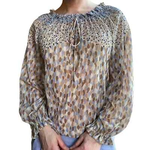 Blusa Campesina Vintage Años 70 NOS Deadstock 'California Girl' Lunares Transparentes M/L - Imagen 1 de 8
