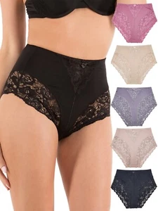 Barbra 5 Pack Plus Size Womens Light Control Full Coverage Lace Briefs Panties - Picture 1 of 7