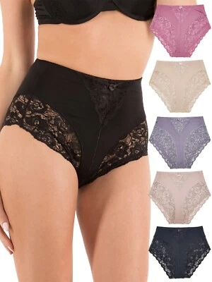 Barbra 5 Pack Plus Size Womens Light Control Full Coverage Lace Briefs Panties - Image 1 of 4