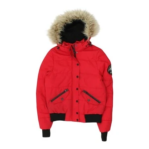 Abrigo acolchado Diesel para mujer | Chaqueta acolchada acolchada con capucha de invierno roja vintage con cremallera completa - Imagen 1 de 7