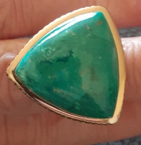 Studio Barse Bronze Turquoise Gemstone Triangular Ring Size 5.75 Signed - Picture 1 of 11