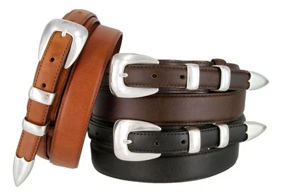 S5354 Antique Smooth Buckle Western Oil Tanned Genuine Leather Ranger Belt - Image 1 of 2