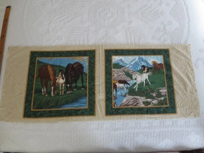 4726.  HORSES Cotton PILLOW PANELS for 15-1/2" x 15-1/2" Pillow - Image 1 of 3