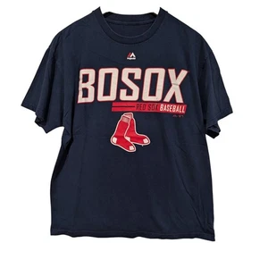 Majestic Boston Red Sox Graphic Tee Shirt Bosox Baseball Navy Red Sports - Picture 1 of 3