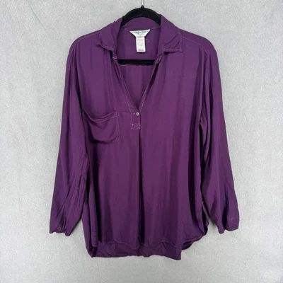 Hard Tail Forever Maxi Shirt Womens Size S Purple Popover Rayon V Neck Top Flowy - Image 1 of 4