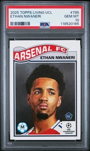 2025 TOPPS LIVING UEFA CHAMPIONS LEAGUE ETHAN NWANERI #785 RC ROOKIE PSA 10 - Picture 1 of 2
