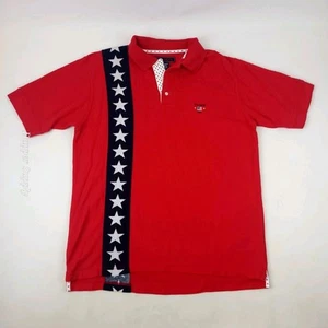 Ivy Crew USA Patriotic Polo Shirt Red with Stars Men's Large Short Sleeve - Picture 1 of 10