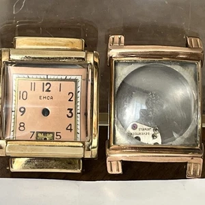 Vintage* EMCA ART DECO Dial & Case & ACME Rose Tone Art Deco Men's Watch Case - Picture 1 of 17