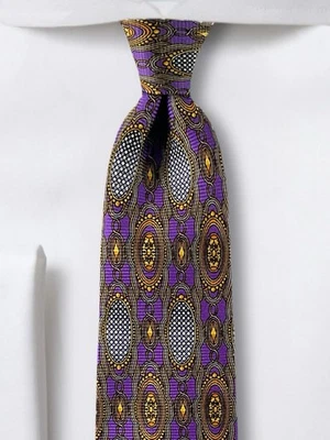 Corbata de seda italiana Gianni Versace para hombre años 90 púrpura oro antiguo medallón barroco Foto 1 de 4