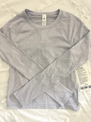 Camisa Lululemon Swiftly Tech Manga Larga 2.0 Hasta la Cintura - Talla 4 Azul Diamante Foto 1 de 3