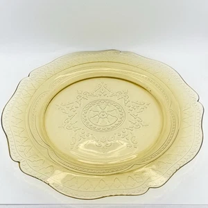 Plato de cena de vidrio de depresión grabado floral patricio de ámbar federal vintage 10.5 - Imagen 1 de 14