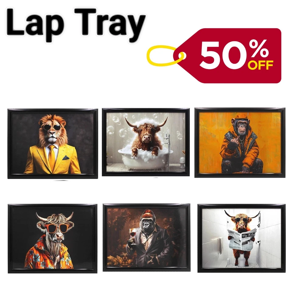 Luxury Cushioned Lap Tray Animal Design Wooden Frame 44x33cm UK Made - Image 1 of 1