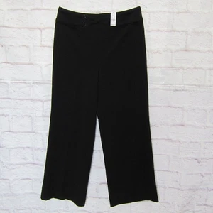 NY & Co. sz 18 Black Stretch High Rise Wide Leg Dress Pants Cross Front Back Zip - Picture 1 of 9