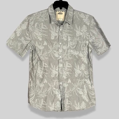Vans of the Wall Collared Button-Up Shirt Short Sleeve Floral Print Gray White L - Image 1 of 4