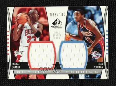 2004 SP Game Used Authentic Fabrics Dual 65/100 Michael Jordan Isiah Thomas HOF - Image 1 of 3