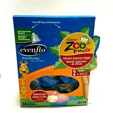 Evenflo Zoo Friends 4 Count Silicone Anatomic Nipple With Brush X-cut for  sale online