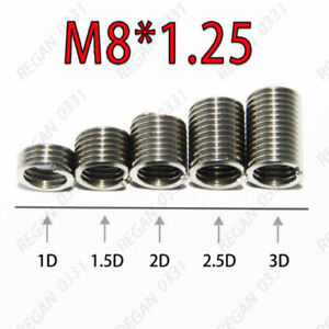 1000pcs M8x1.25x2D Metric Helicoil Screw Thread Wire Inserts 304 Stainless