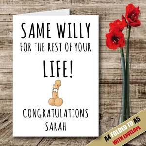 Personalisierte Grußkarte Hochzeit Verlobung Braut lustig gleich Willy Gay unhöflich 15 - Bild 1 von 3