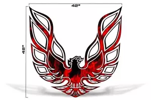 42" X 42" Firebird Hood Graphic Decal Sticker For Pontiac Trans Am RED FLAMES - Picture 1 of 2