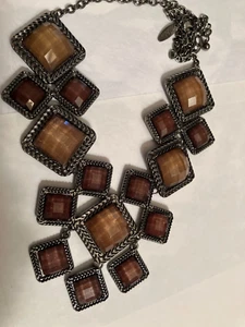 collar babero cuentas marrón firmado ny - Imagen 1 de 3