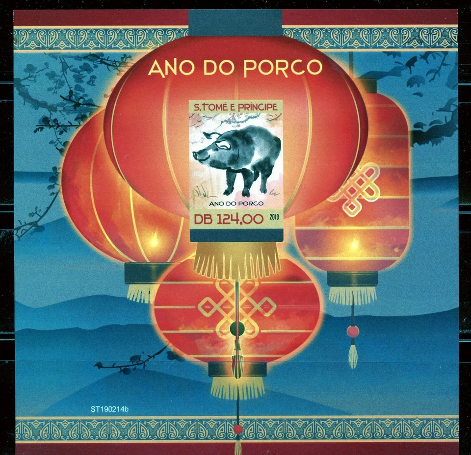 Sao Tome 2019 Année Du Cochon non Dentelé Souvenir Feuille Nh Menthe - Photo 1/1