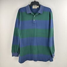 Vtg Sears Roebuck & Co Rugby Shirt Mens M  Long Sleeve Stripe Green Blue