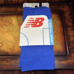 New Balance Kids All Sports Socks Small Blue Two Pair Smooth Toe Reinforced Heel - Picture 1 of 2