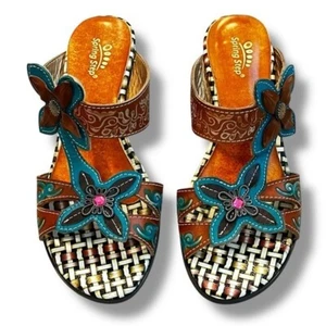 Spring Step Durrow Sandals Art to wear Flowers Jewels Boho Colorful EU39/US 8.5 - Picture 1 of 14