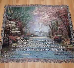 Thomas Kinkade Religion Bible Verse Tapestry/Throw/Blanket John 4:14