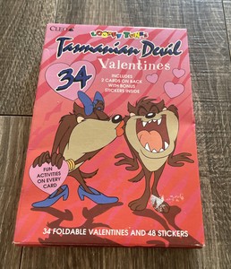 Looney Tunes Tasmanian Devil Taz Valentine Cards 34 Vintage 1996 SEALED