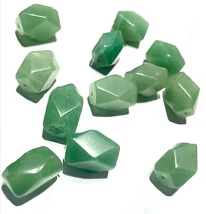 6x Green Aventurine Gemstone Big Polygonal 16mm to 18mm Natural Stone Beads - Picture 1 of 5