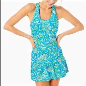 Lilly Pulitzer Upf 50+ Luxletic Mixed Doubles Dress Cumulus Blue Chick Magnet S - Picture 1 of 5