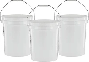 United Solutions 5 Gallon Bucket - 3 Pack, White, Heavy Duty BPA-Free White  - Picture 1 of 3