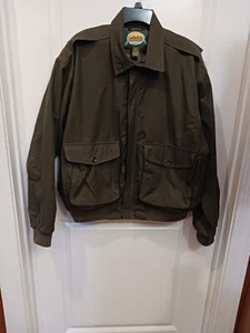 Cabelas Mens Olive Green Lined Bomber Jacket Large Inside Pocket Sz L - Picture 1 of 11