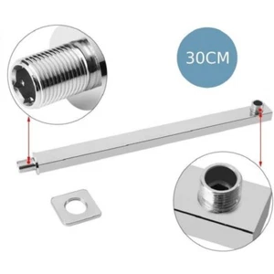Braccio Per Soffione Doccia Quadrato In Ottone Cromato Completo Di Rosone 30cm
