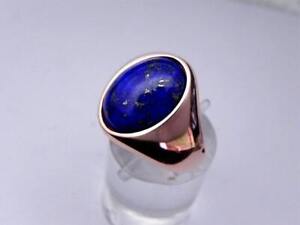 AAAA Lapis Lazuli 14x10mm 14K or 18K Rose gold Man's Ring 10 grams