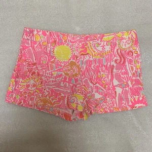 Lilly Pulitzer Little Liza Shorts Youth Girls 12 Pink AOP Pull On Beach Preppy - Picture 1 of 5