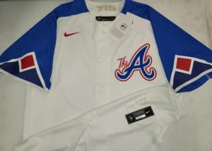 30929 Mens ATLANTA BRAVES City Connect SEWN Baseball JERSEY 100% REAL NWT - Picture 1 of 5