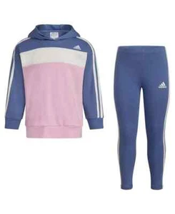 adidas Color Block French Terry Pullover and Leggings Girls' 6X Crew Blue 2Piece - Picture 1 of 17