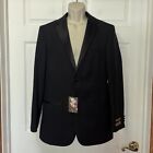 NWT ProntoMODA Tuxedo Suit Jacket 38L Satin Lapel Black 2 Button 100% Wool Italy
