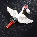 1pc Pearls Cranes Enamel Pin Vintage Bird Charm Brooches Women Luxury Jewelr Wy3