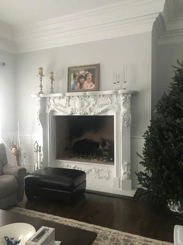 BEAUTIFUL HAND CARVED MARBLE ESTATE VICTORIAN STYLE FIREPLACE MANTEL - JP59 Cover