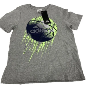 Adidas Shirt Youth  Short Sleeve T-Shirt Soccer ( GRAY/BLACK GREEN,  6 ) NWT - Picture 1 of 1